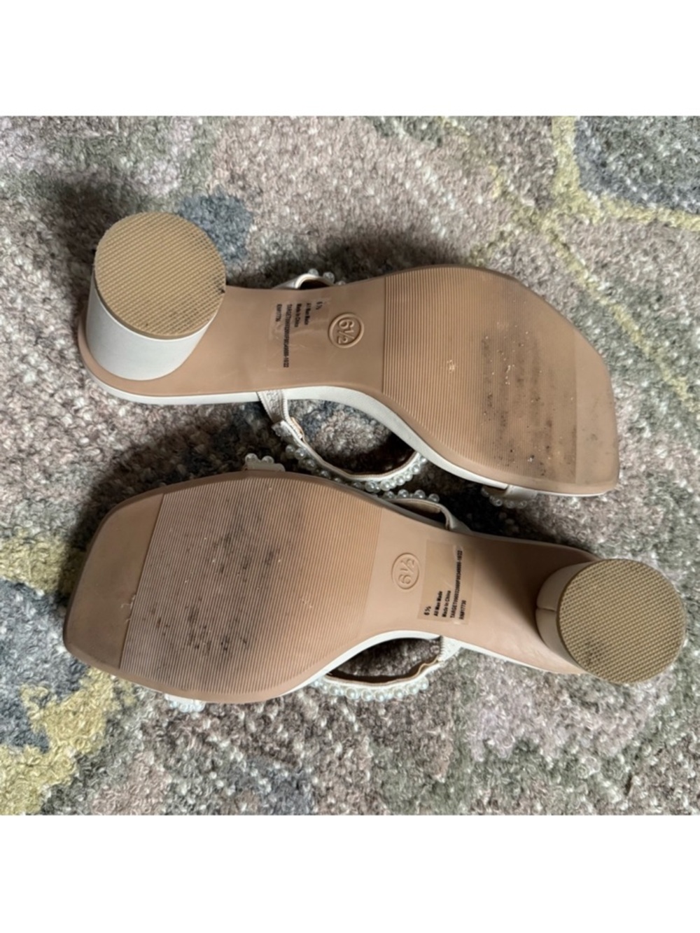 a new day Pearl-Strap White Block Heel Sandals - Picture 4 of 5